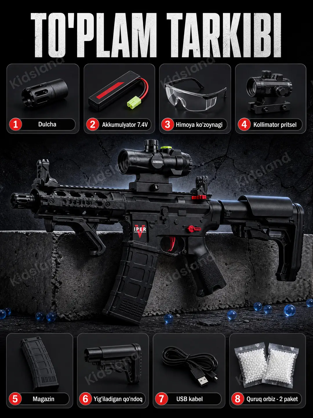 Orbiz avtomat AR15 Gadyuka, Neylon korpus, Gidrobol uchun — 5-rasm