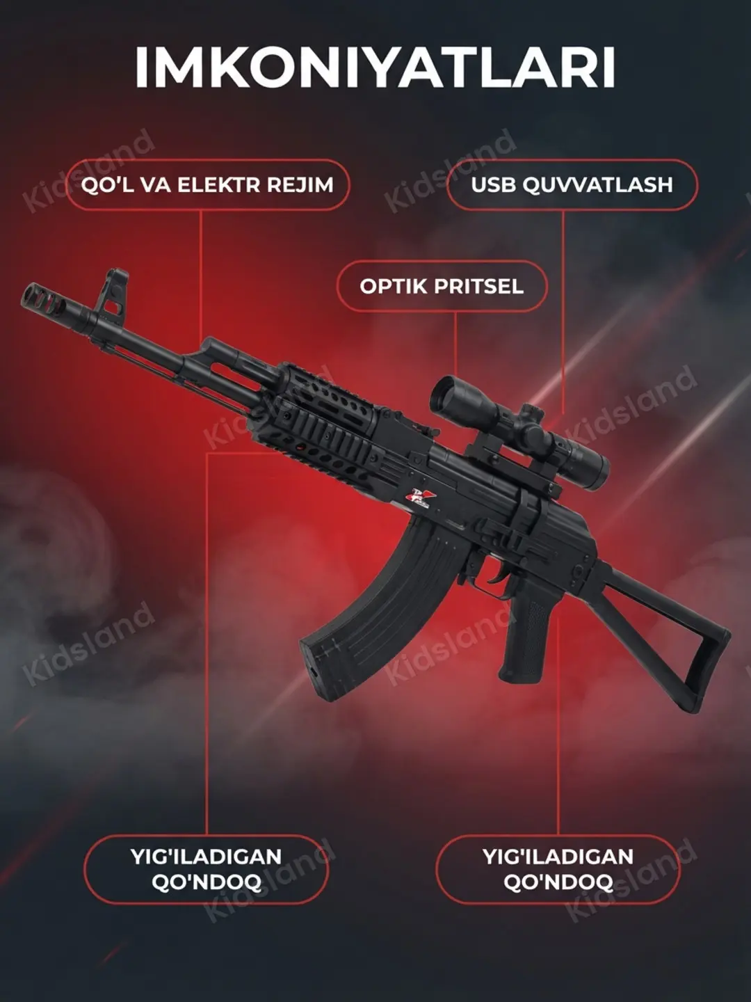 Orbiz-avtomati M762 neylonli akkumulyatorli optik pritsel bilan — 2-rasm