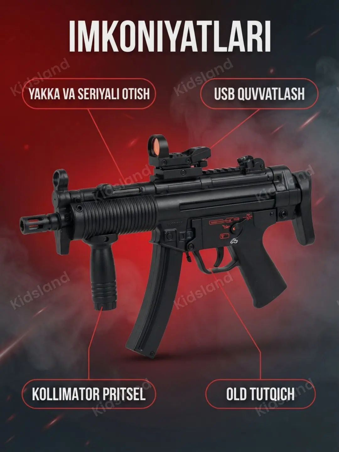 Orbeez avtomat MP5K elektr taktik, neylon korpusli, gidrobol o'yinchoq qurol — 2-rasm