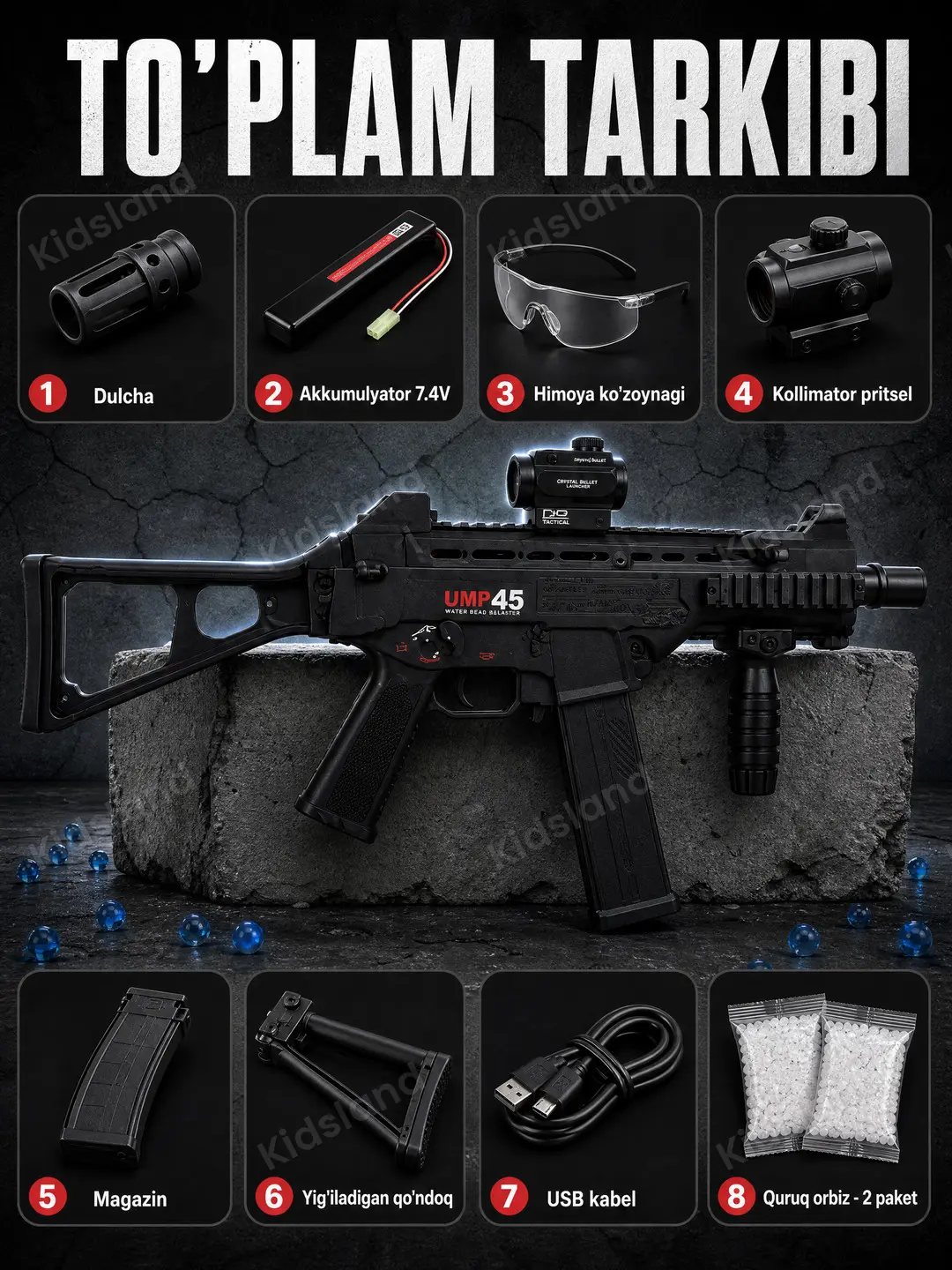 Orbiz-avtomati UMP45 neylonli, gidrobol uchun gel blasteri — 5-rasm