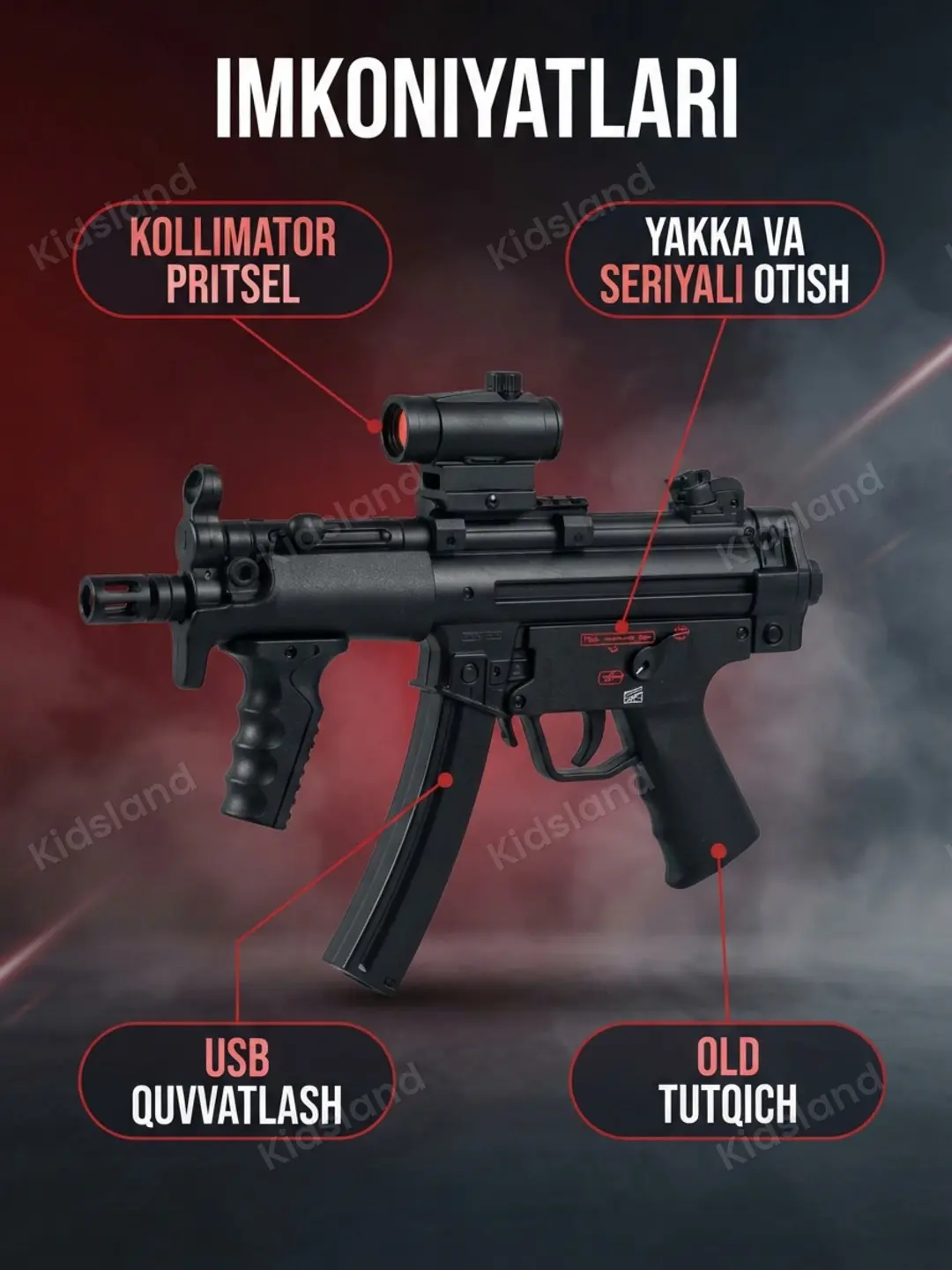 Orbiz avtomati UTG MP5K gidrobol uchun neylon taktik qurol — 2-rasm
