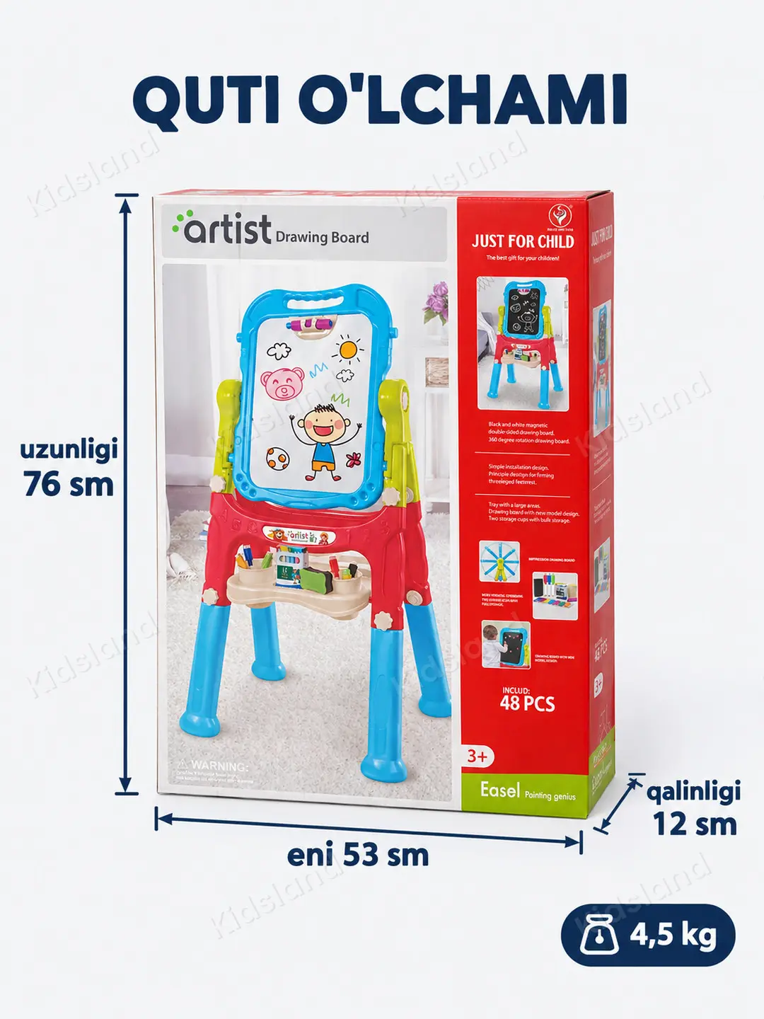 Bolalar magnit molberti 2 tasi 1 da, Ikki tomonlama doska, 3 yoshdan — 4-rasm