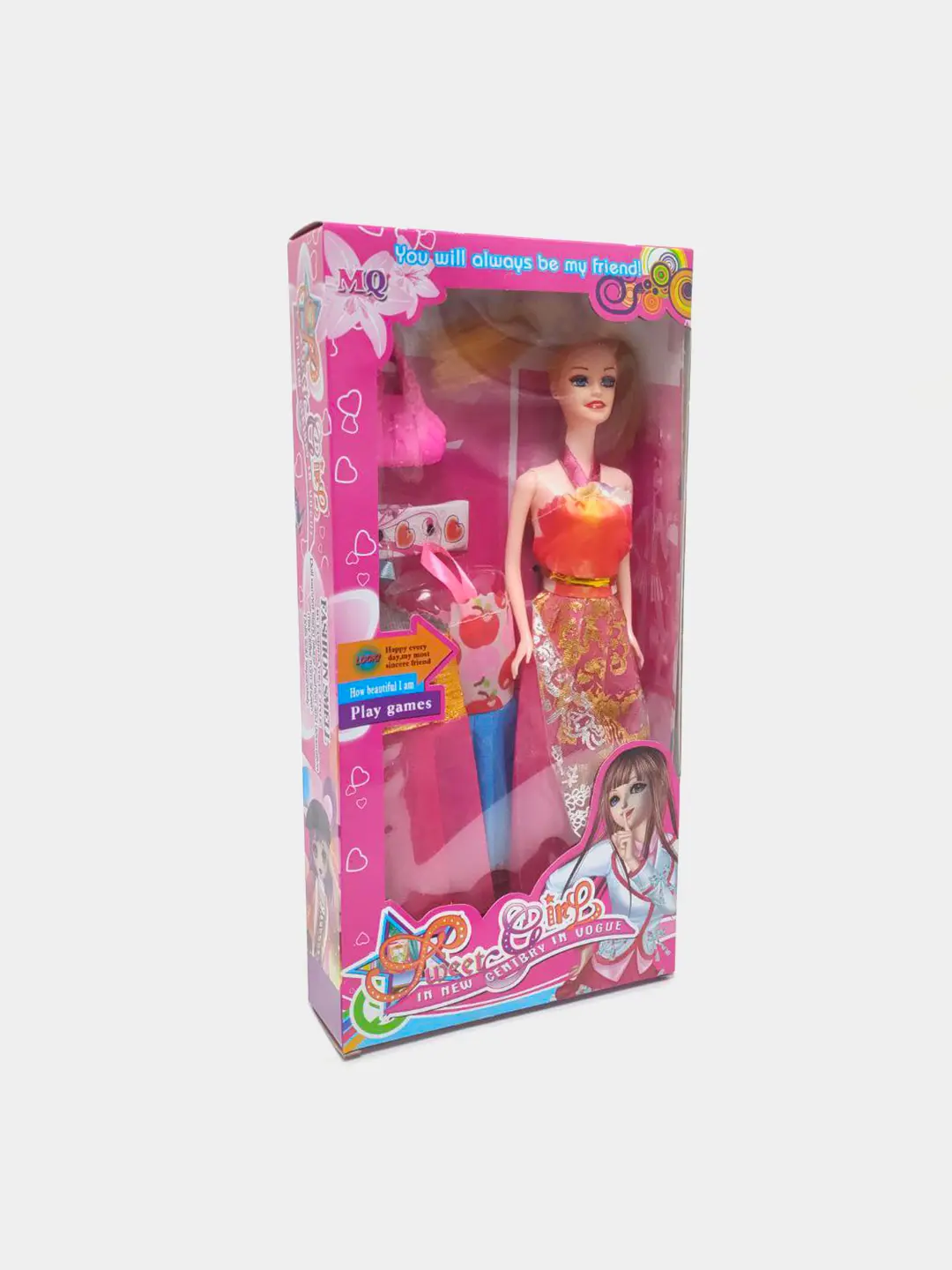 Sweet Girl qo'g'irchog'i 32 sm, aksessuarlar libosli zamonaviy, 3 yoshdan qizlar uchun