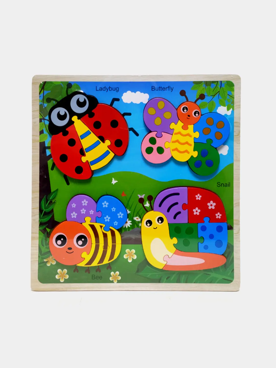 Yog'och puzzle Transport rivojlantiruvchi to'plam 3D o'yinchoq bolalar uchun 2+ — 2-rasm