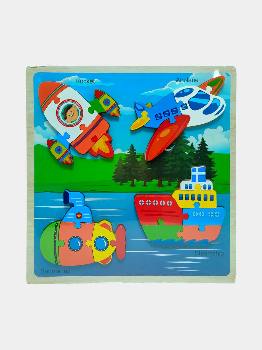 Yog'och puzzle Transport rivojlantiruvchi to'plam 3D o'yinchoq bolalar uchun 2+ — 5-rasm
