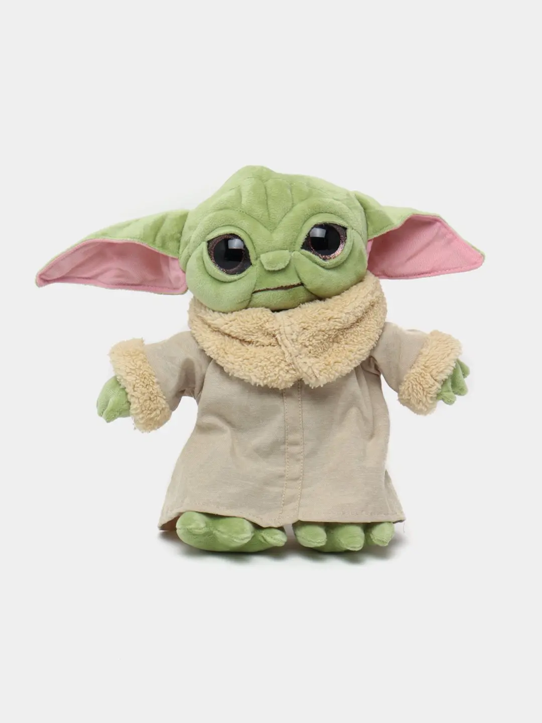 Yumshok o'yinchoq Yoda yashil rang, rozoviy quloqli rivojlantiruvchi 25 sm.
