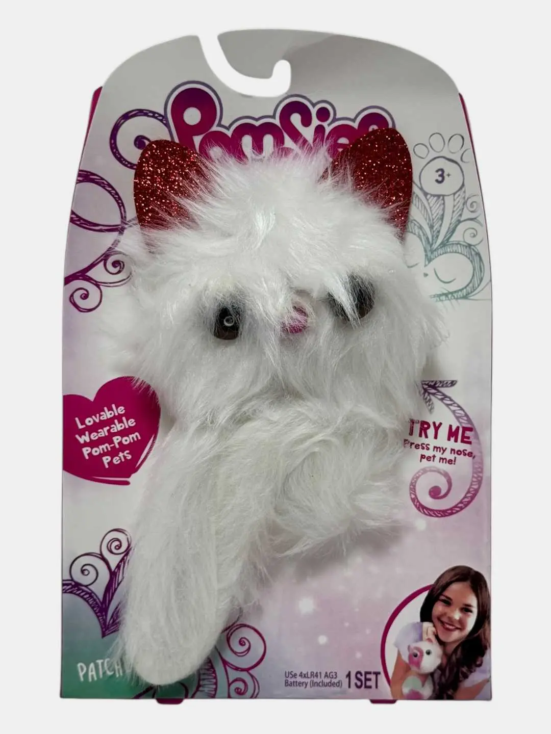 Pamsies pompom mushukcha, ko'tariladigan yumshoq o'yinchoq, 3+ yoshli kichkintoylar uchun, hissiy rivojlanish — 2-rasm