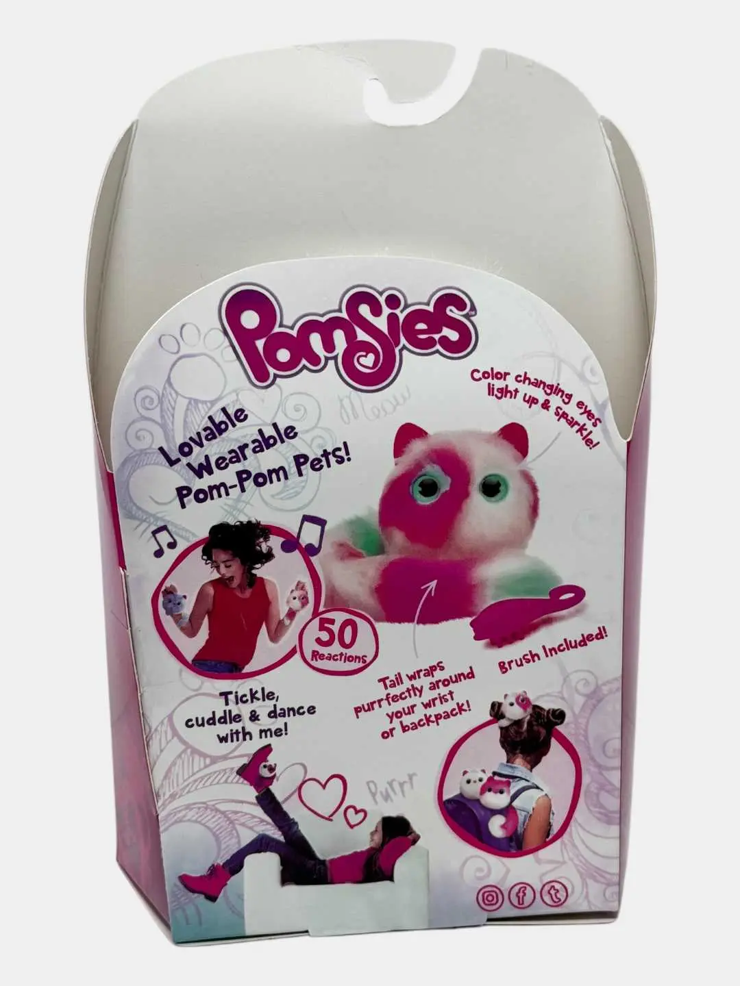 Pamsies pompom mushukcha, ko'tariladigan yumshoq o'yinchoq, 3+ yoshli kichkintoylar uchun, hissiy rivojlanish — 3-rasm