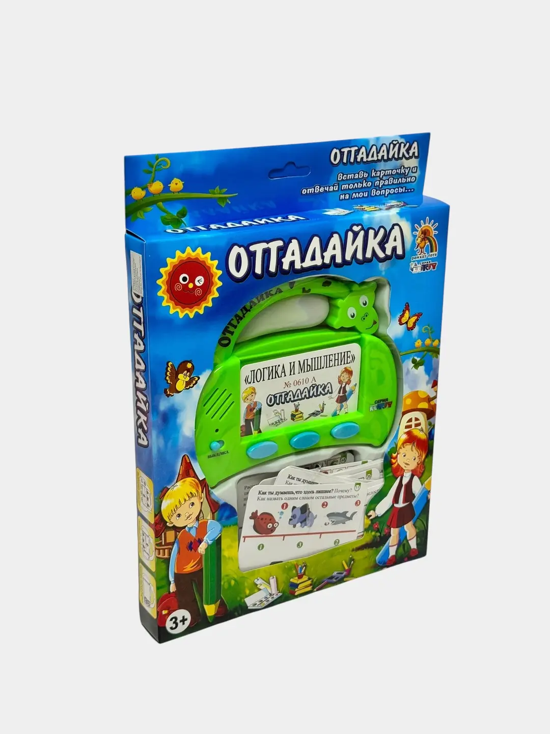 Interaktiv rivojlantiruvchi o'yinchoq Otgadayka, Mantiq va fikrlash, 3 yoshdan kattalar bolalar uchun, Kartochkalar va elektron modul