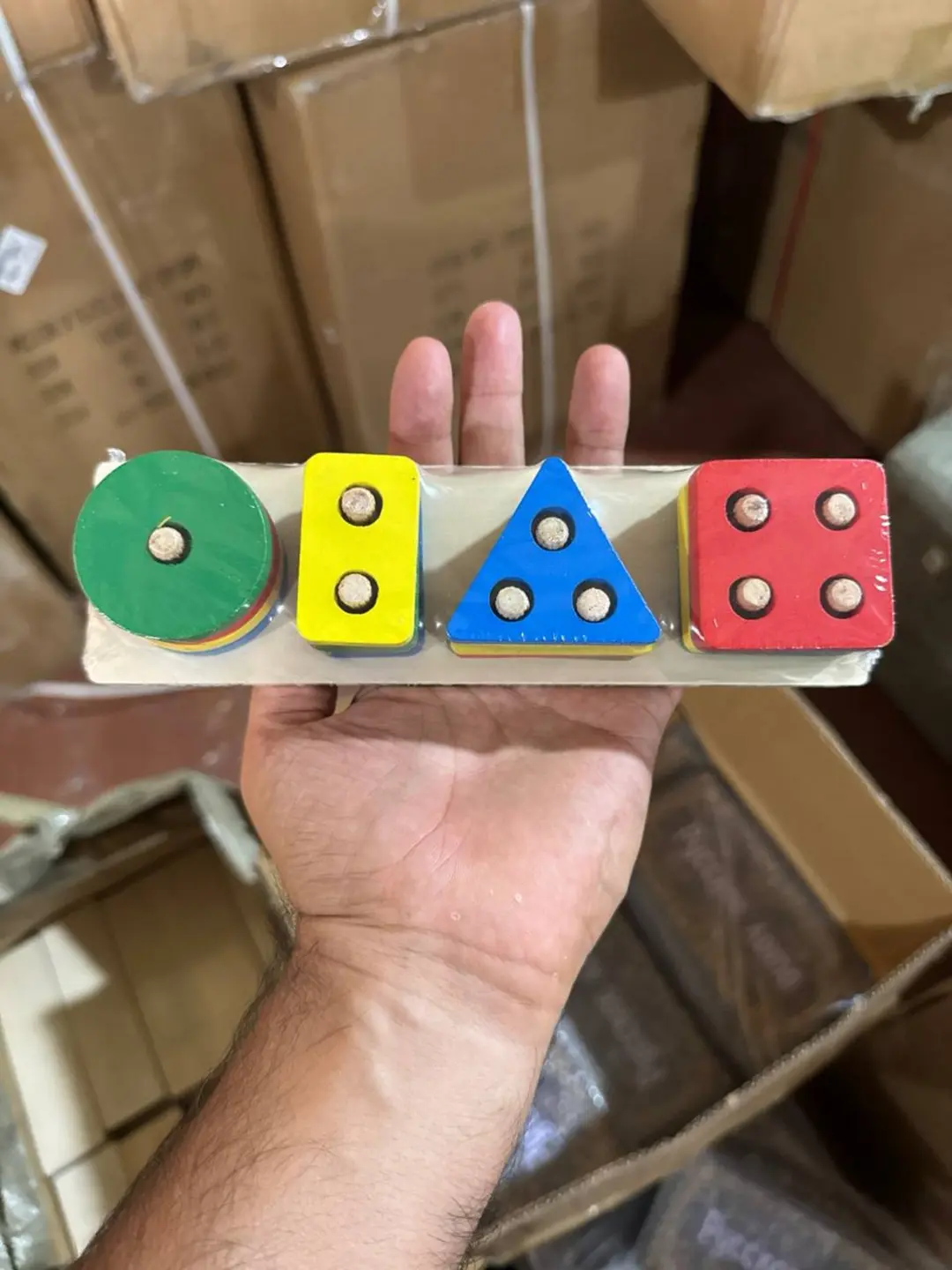 Yog'ochli shaklli sorter Mini 4 ta 1 da, bolalar uchun Montessori rivojlantiruvchi o'yinchoq