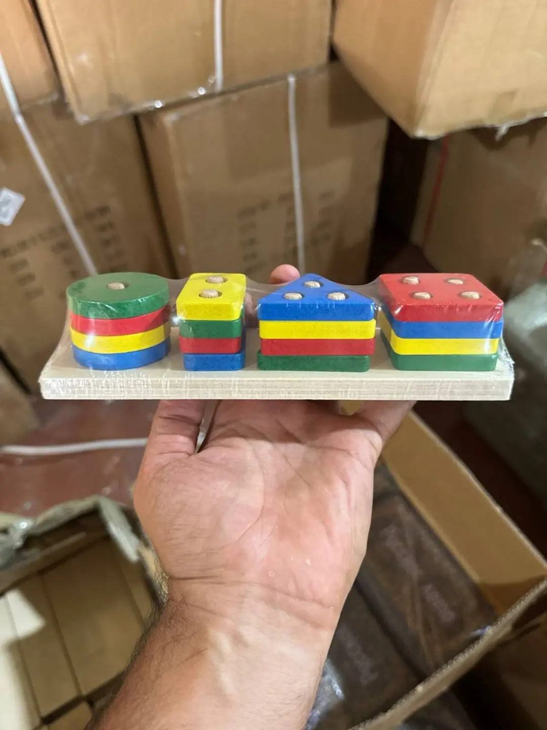 Yog'ochli shaklli sorter Mini 4 ta 1 da, bolalar uchun Montessori rivojlantiruvchi o'yinchoq — 2-rasm