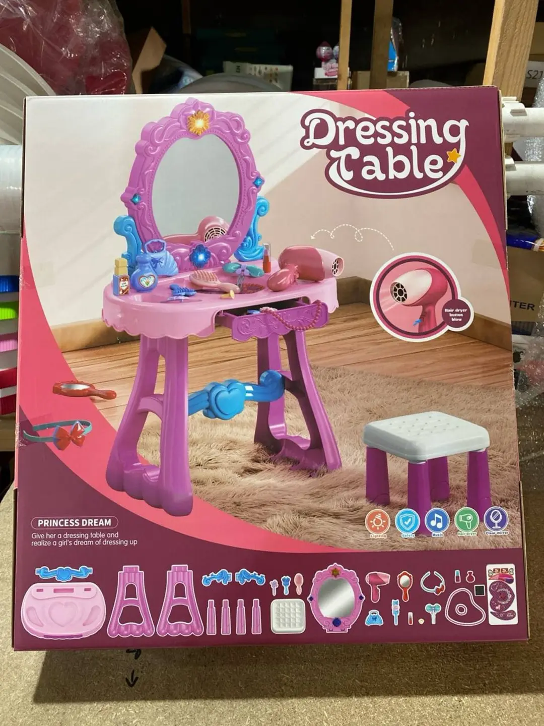 Bolalar o'yinchoq tryumosi Princess Dream, Chiroqli va ovozli stol, Qizlar uchun — 2-rasm